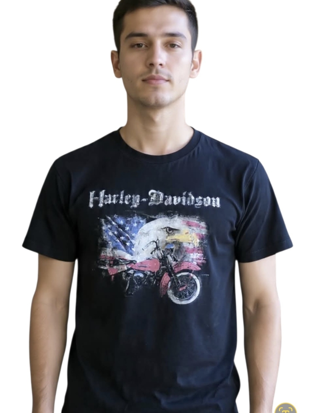 Harley-Davidson Black Short-Sleeve Eagle & Motorcycle Graphic Tee